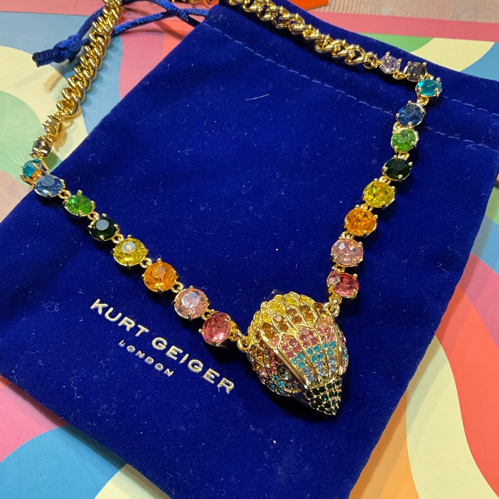 NWT$188 Kurt Geiger LONDON Pave Eagle Rainbow Rhinestone Necklace - Picture 2 of 6